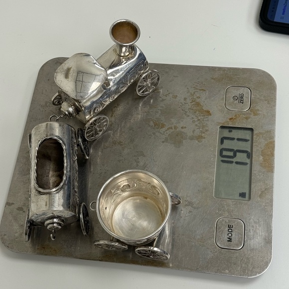 925 Sterling Silver Judaica Sterling Silver 3 Piece "Train" Set - Picture 9 of 12